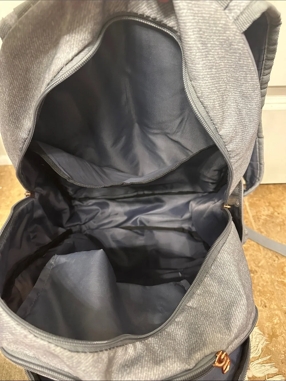 adidas Light Gray Backpack with Gold Logo Accents